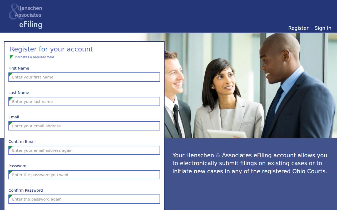 Monroe County case search Henschen registration form