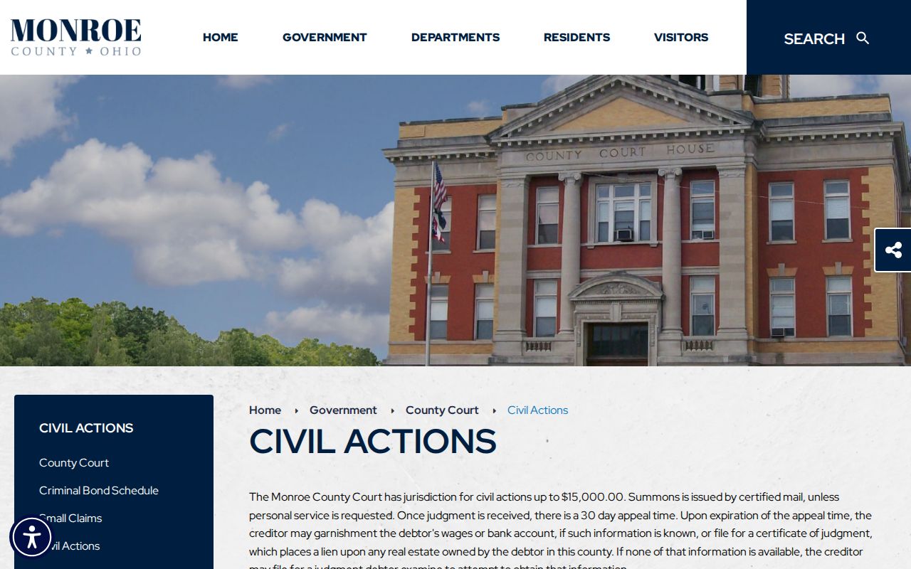 Monroe County civil docket County Court civil actions page