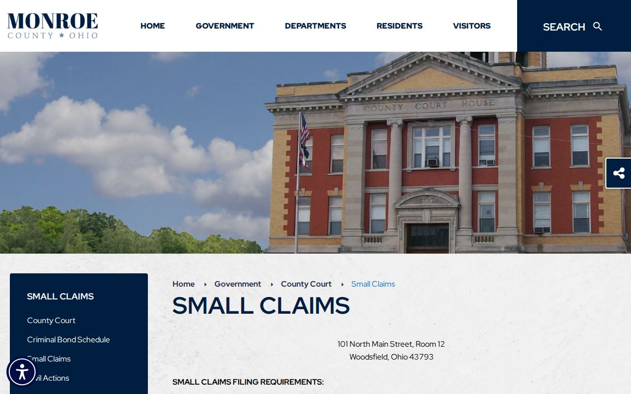 Monroe County civil docket small claims instructions