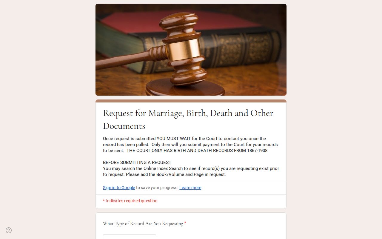 Monroe County court records Probate Juvenile request form
