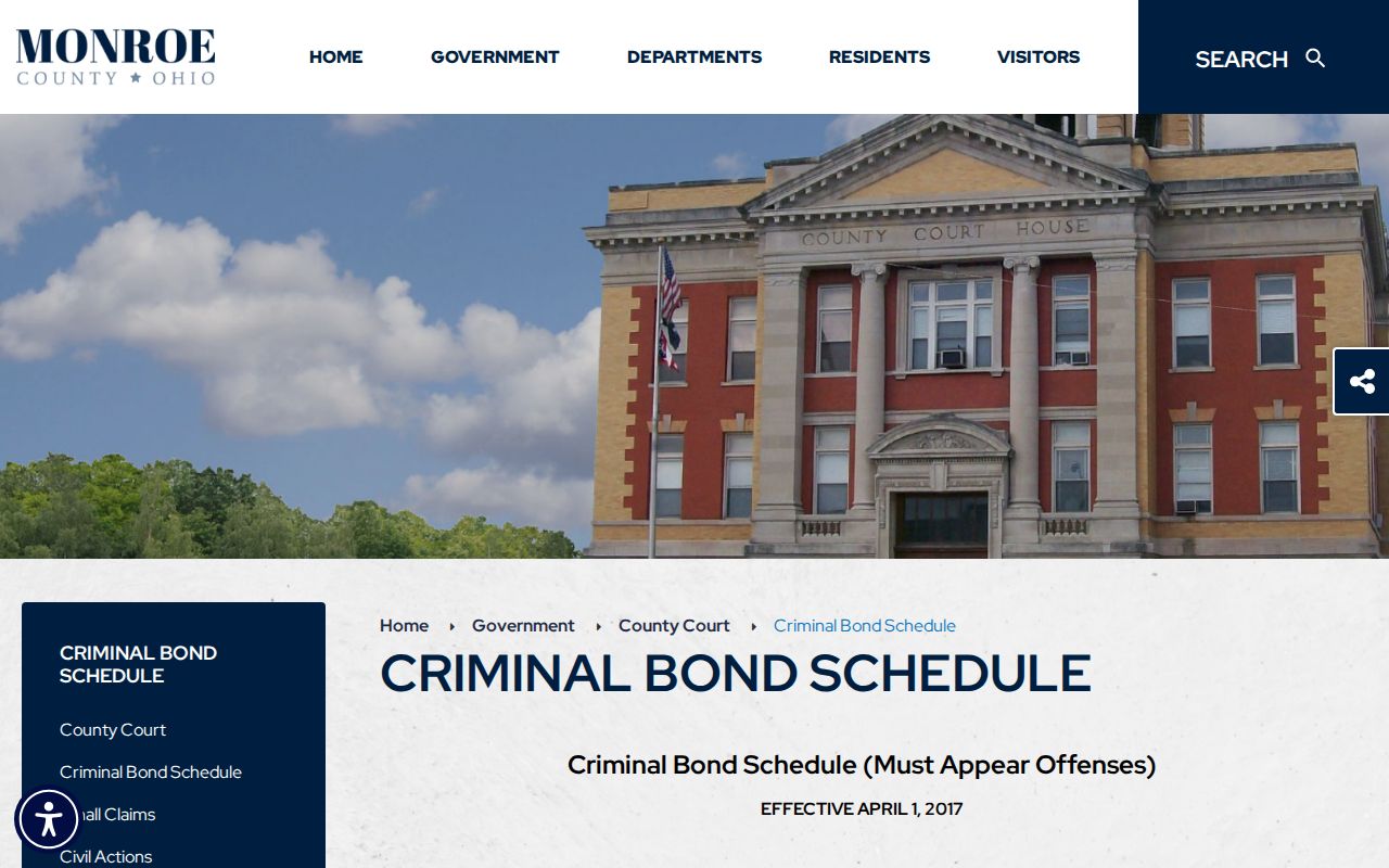 Monroe County criminal court docket bond schedule page