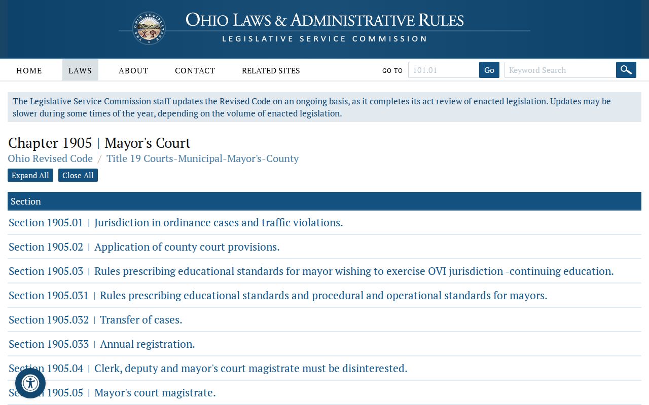 Woodsfield court docket image of Ohio mayor's court appeal rules